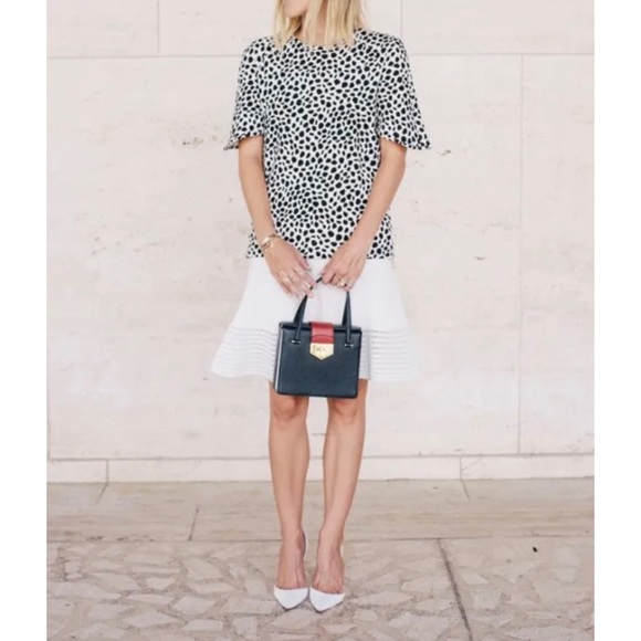 Diane Von Furstenberg DVF Samara Crochet Hem Knit Flare Skirt Sz M - Picture 13 of 15